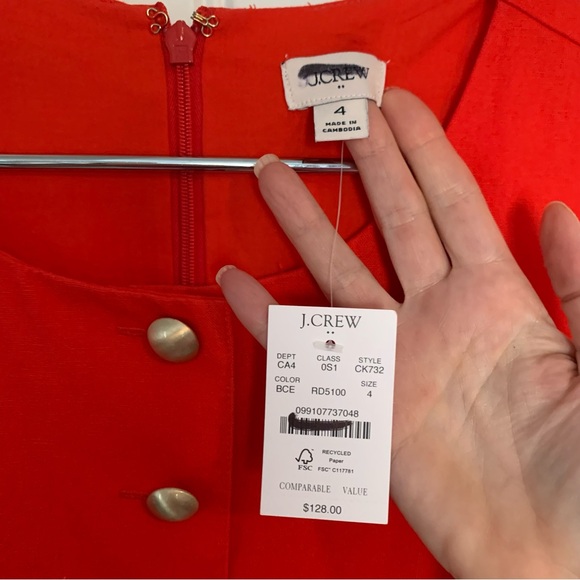 J Crew Dress 4 Linen Red - Picture 10 of 11
